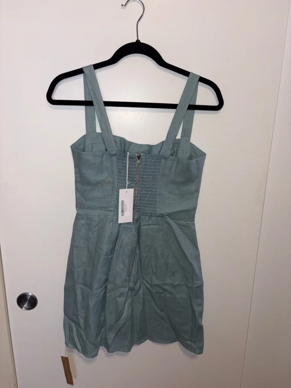 Reformation Brie Linen Dress Turqouise - Picture 6 of 9